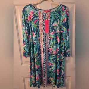 Lilly Pulitzer Ophelia Dress, Macaw Blue Sweet Escape Print Size M NWT